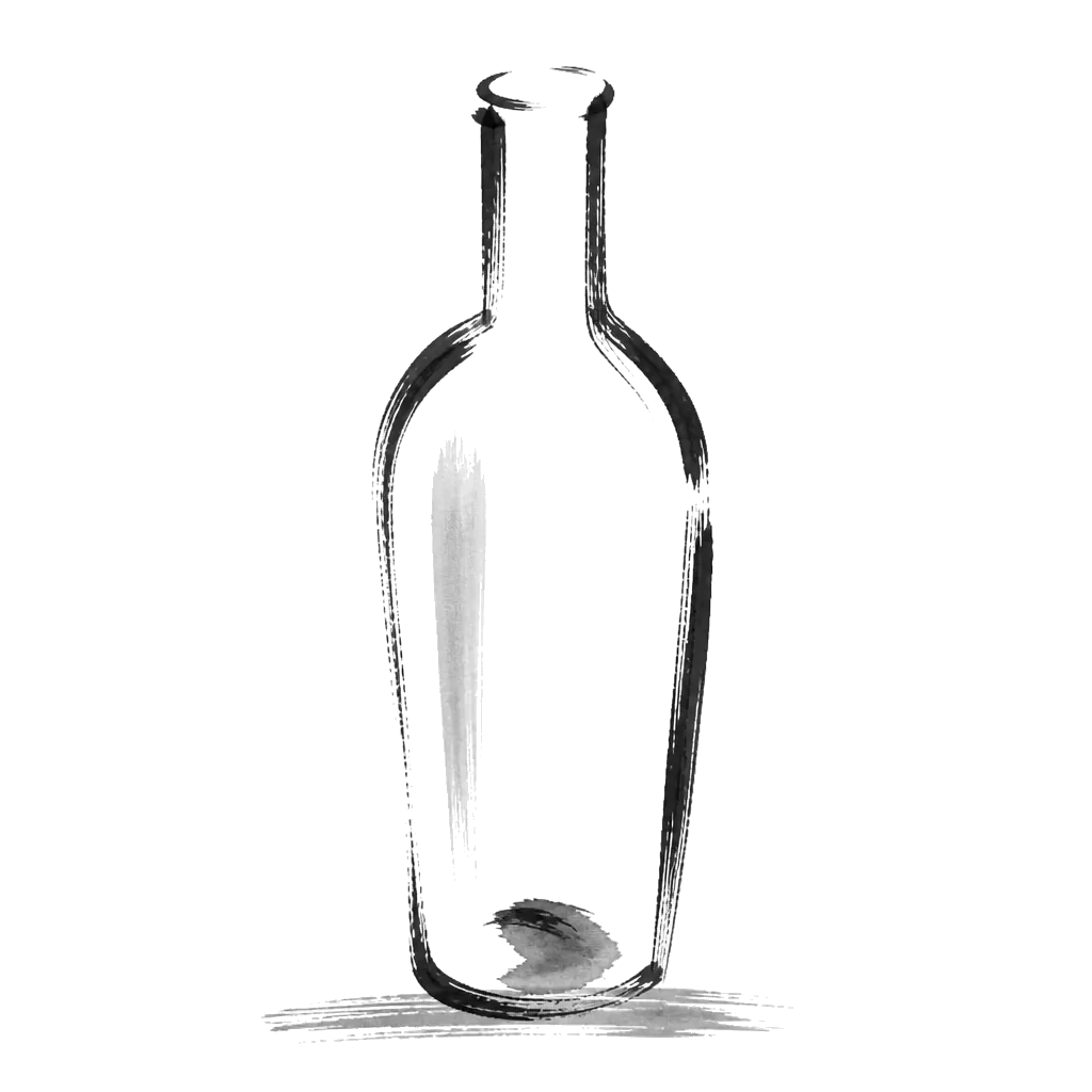 Brush-line drawing of a wine bottle