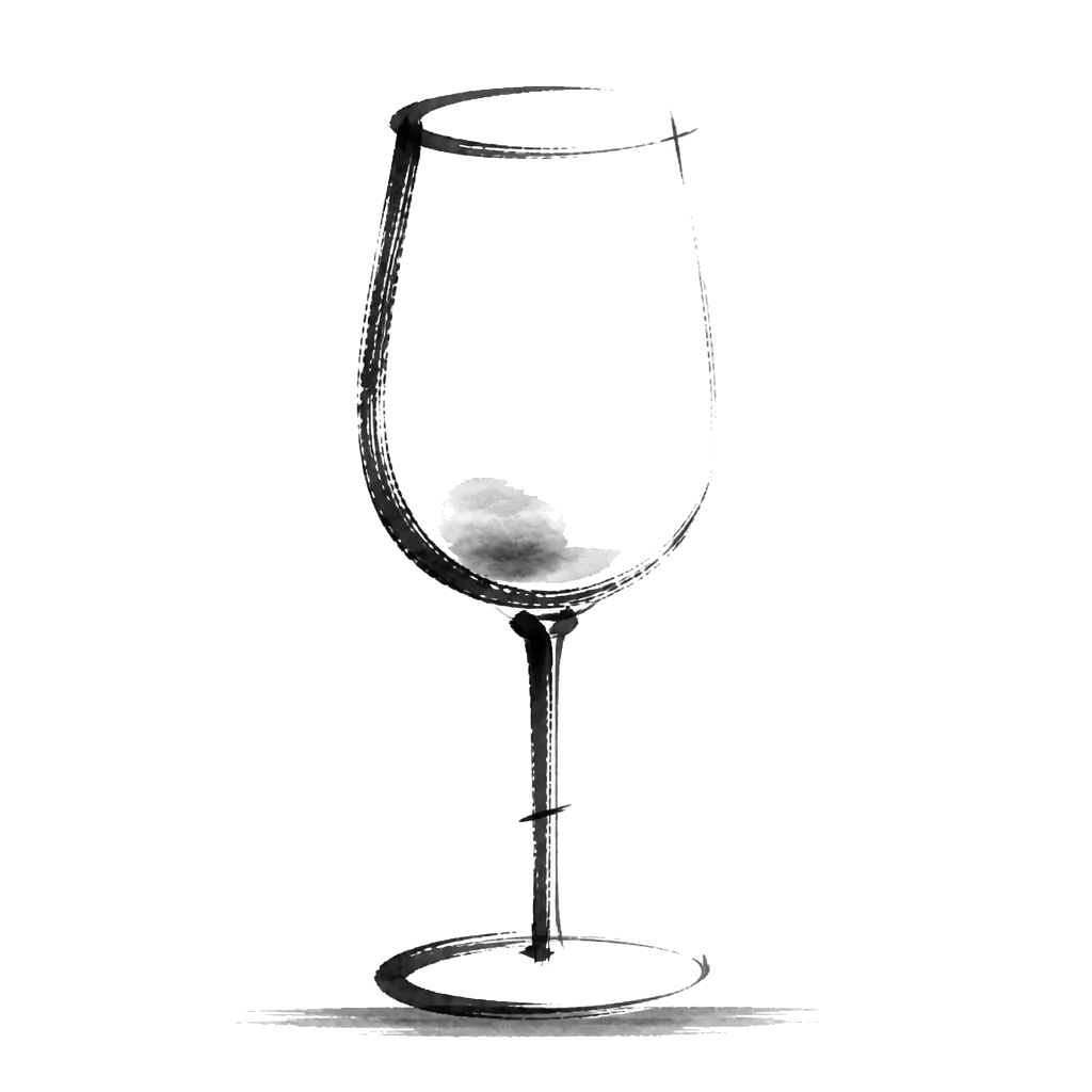 Brush-line drawing of a tasting glass